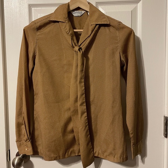 VTG Lou Ella Extendables poly blouse w/ bow sz 6/7 - Picture 5 of 12